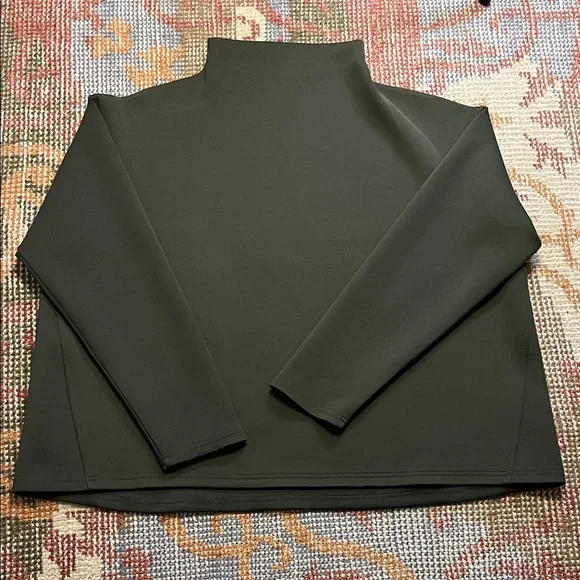 NWOT Aday Like a Boss Mock Neck Pullover Army Green Scuba Fabric Size XL - Picture 2 of 7